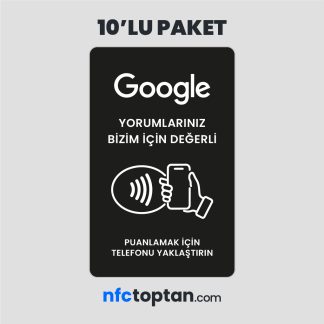 10 Adet Google Yorum NFC Kartı (Siyah)