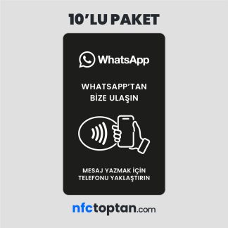 10 Adet Whatsapp Mesaj NFC Kartı (Siyah)