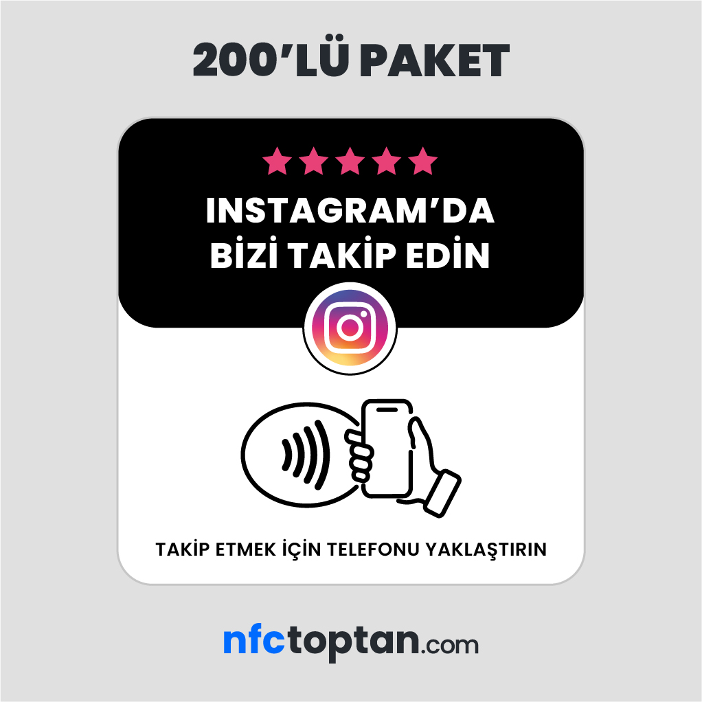 200 Adet Instagram Takip Pleksi NFC Kart