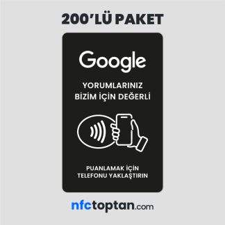 200 Adet Google Yorum NFC Kartı (Siyah)