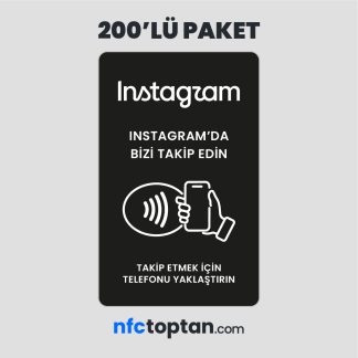 200 Adet Instagram Takip NFC Kartı (Siyah)