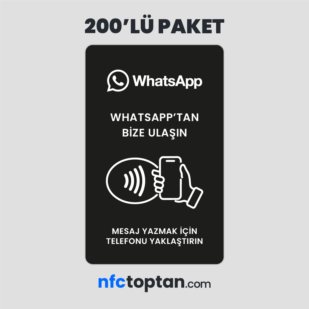 200 Adet Whatsapp Mesaj NFC Kartı (Siyah)