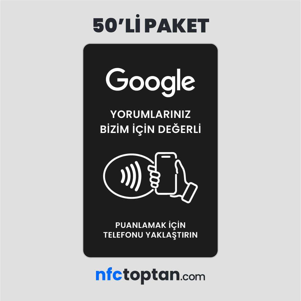 50 Adet Google Yorum NFC Kartı (Siyah)