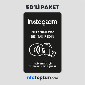 50 Adet Instagram Takip NFC Kartı (Siyah)