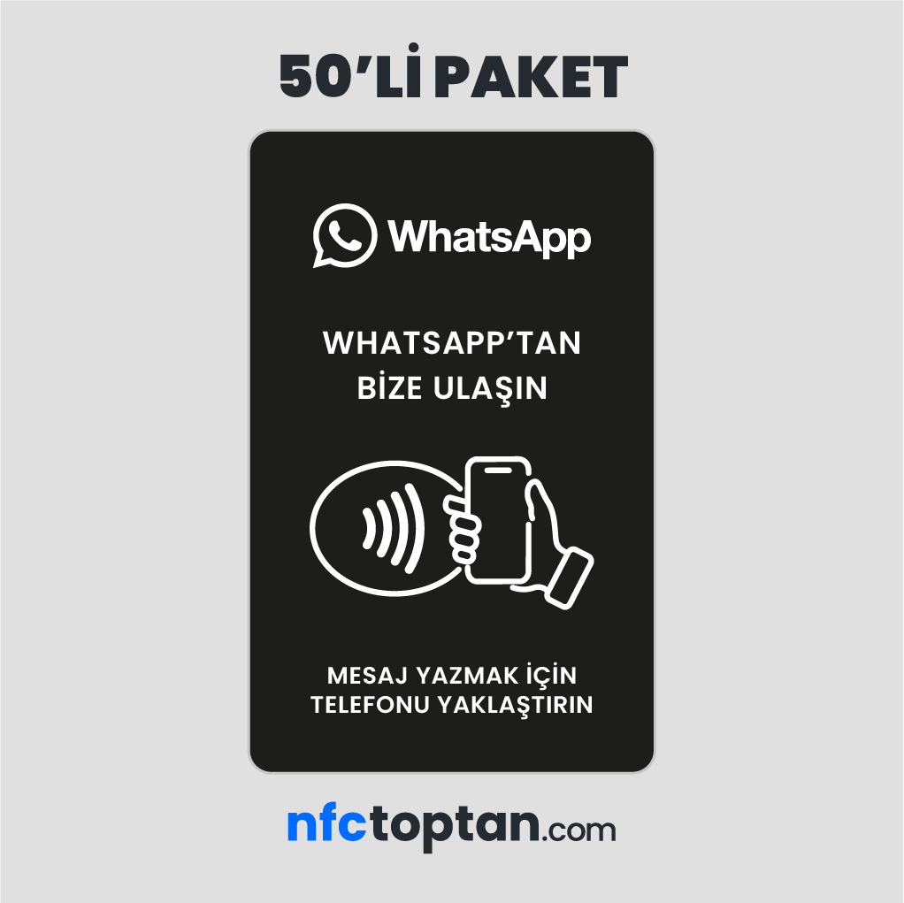 50 Adet Whatsapp Mesaj NFC Kartı (Siyah)